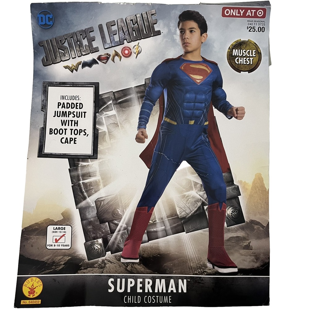 Justice League SUPERMAN Muscle Chest Halloween Costume Large 12-14